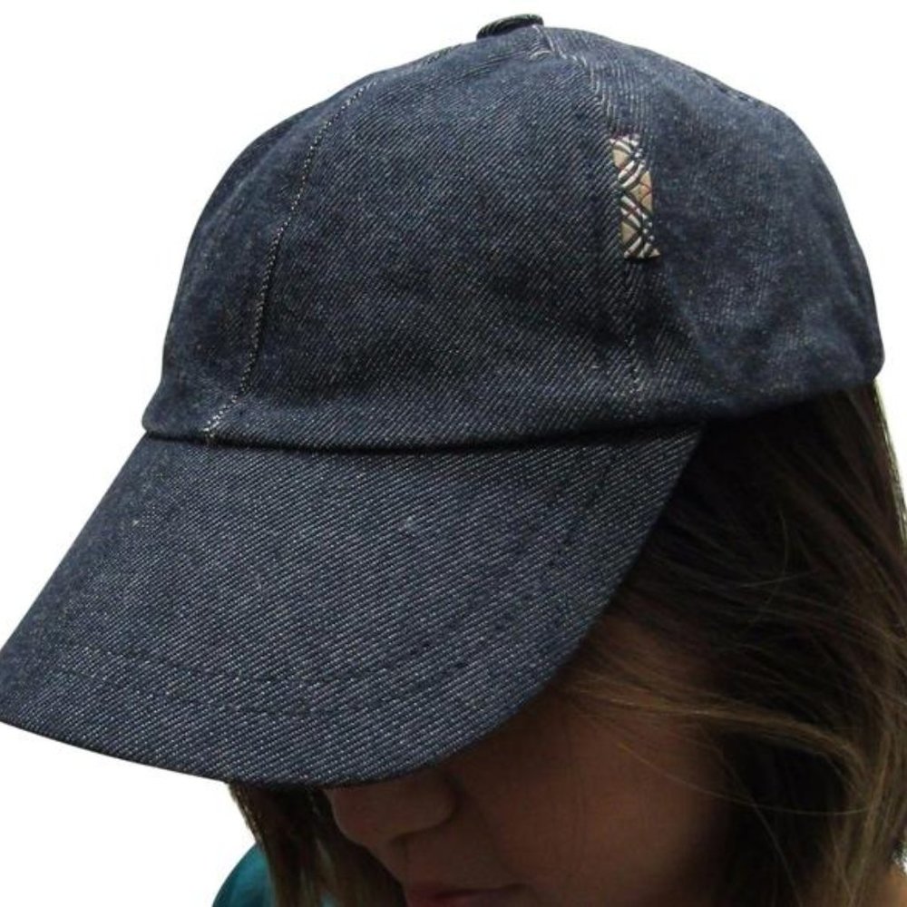 Blue London Baseball Cap Denim Size Adjustable Check Nova Hat